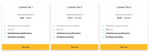 Appsumo lifetime deal pricing tiers and plans for Meetzy