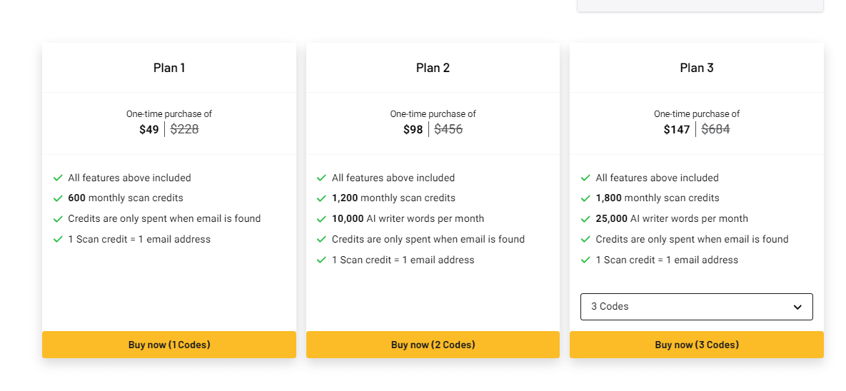 AppSumo lifetime deal pricing options and tiers for Scanlist