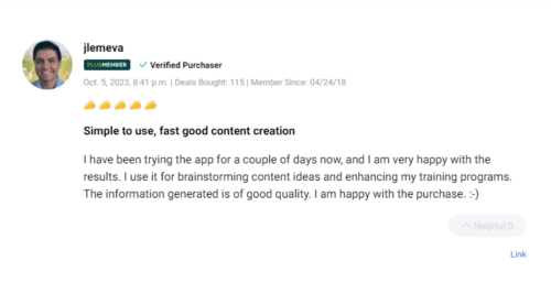 Feedback from a satisfied user about GoZen Content AI features