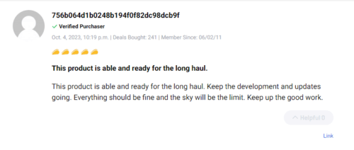 Customer testimonial praising the efficiency of this AI writing tool.