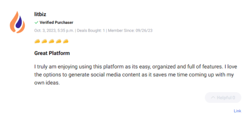 Five-star user rating and detailed review for GoZen Content software.
