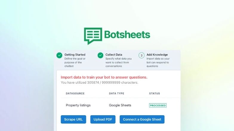 Botsheets logo representing AI chatbot integration with Google Sheets