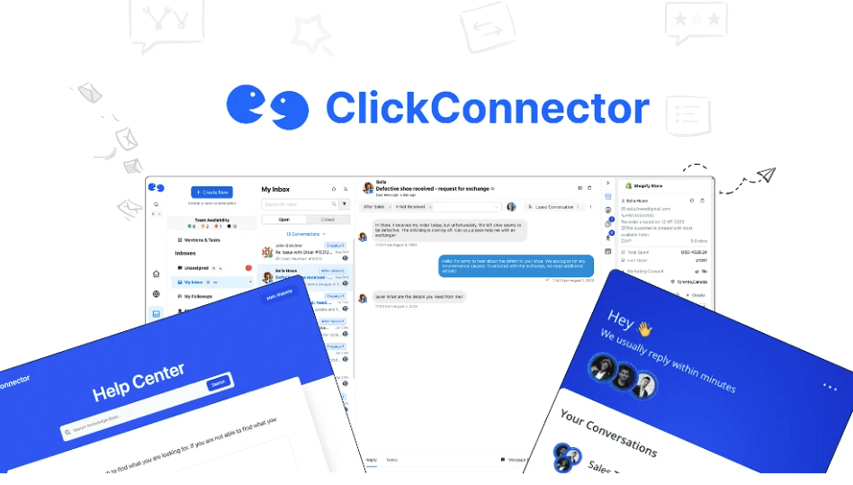 Dashboard interface showing ClickConnector features in active use