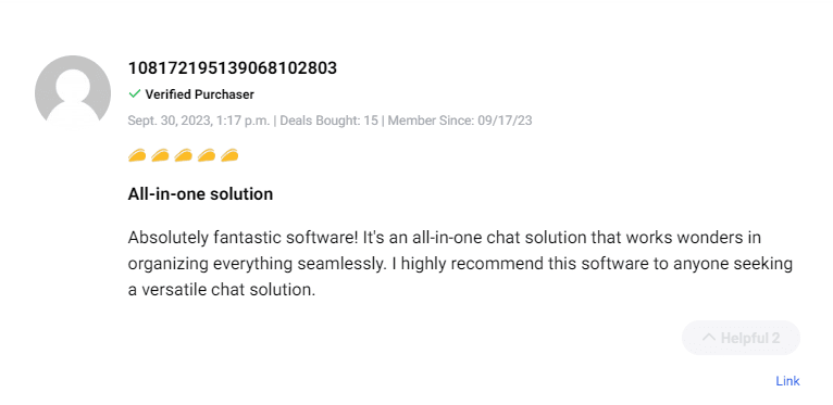 Positive customer review highlighting the benefits of the lifetime deal