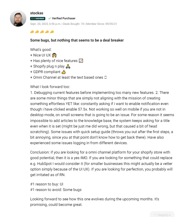 User review detailing time saved using the unified dashboard