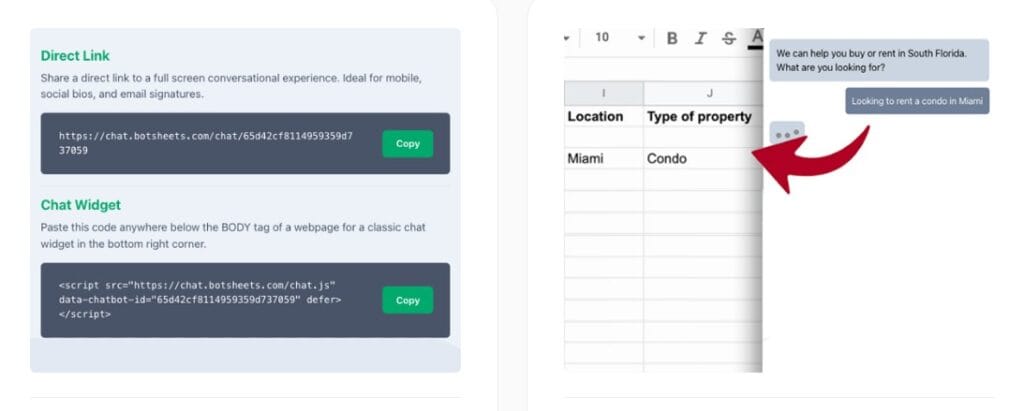 Interface showing how to publish and monitor AI chatbot performance