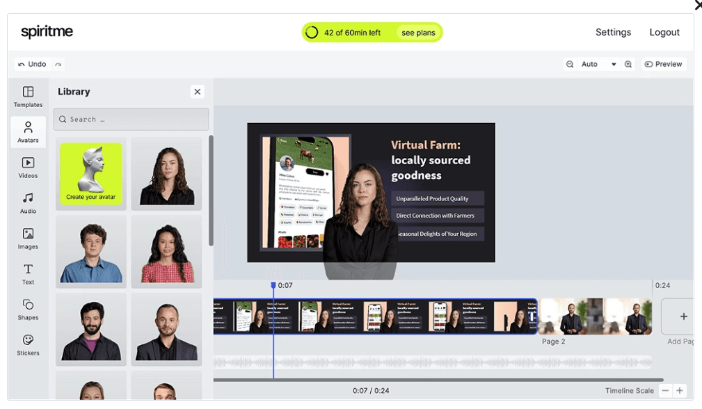 Key features and capabilities of Spiritme avatar video creator