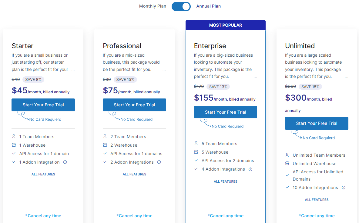 Official pricing details for FullStro e-commerce management software subscription plans