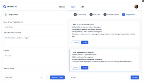 Detailed breakdown of the main features within GoZen Content AI