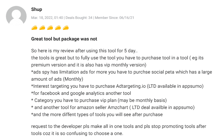 Positive customer review and feedback for FindNiche dropshipping software