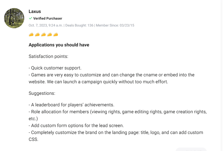 Customer testimonial praising the effectiveness of Rhym marketing tools.