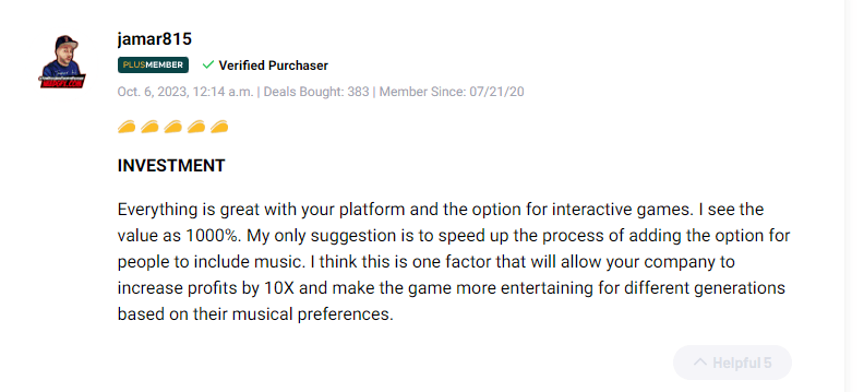 Satisfied customer review about increased engagement using Rhym platform.