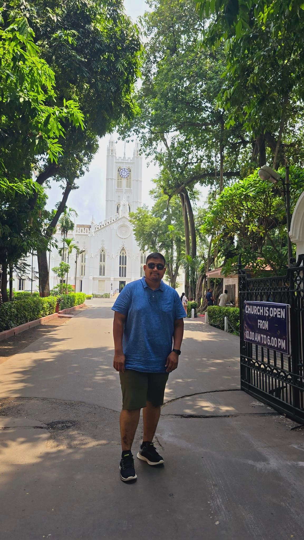 Gothic architectural facade of St. Paul's Cathedral in Kolkata city