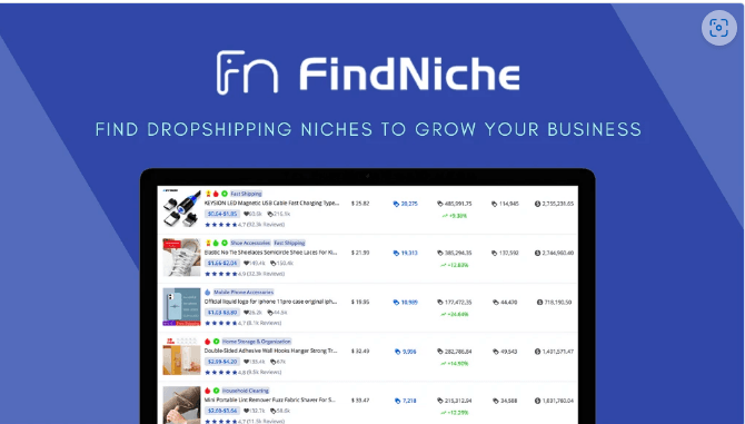 FindNiche dashboard showing product research and niche discovery tools