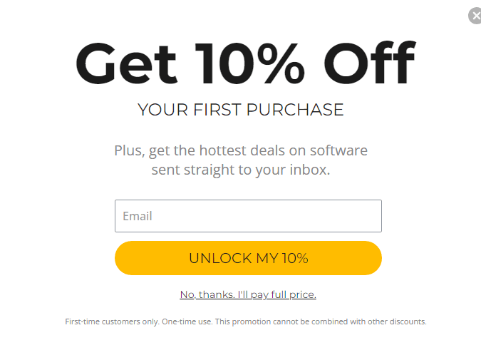 Promotional banner offering a ten percent discount on Linke services